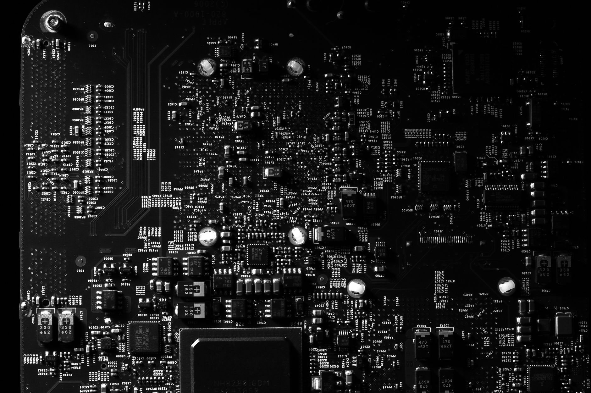 Detailed circuit board showing intricate electronic components