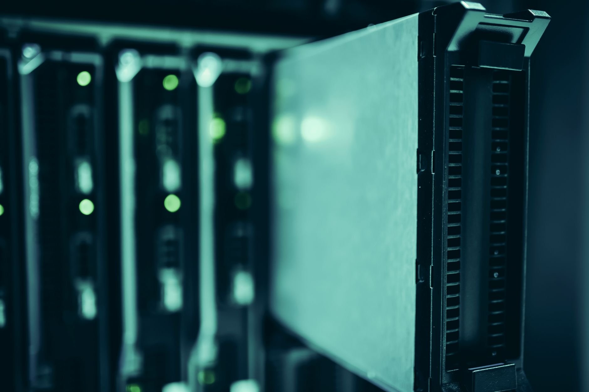 Close-up of server racks in a data centre highlighting modern technology infrastructure